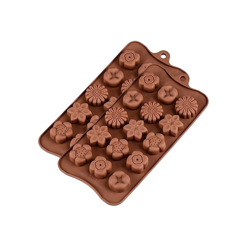 X2 Moldes De Chocolate Moldes Chocolate Silicona 5 Flores N1