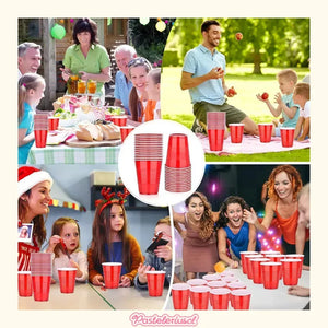 50 Vasos Plasticos Vaso Desechable Vasos Descartables Grande Bicolor Vasos Plásticos Bicolor Vaso De Fiesta Vaso... Rojo