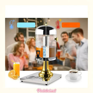 Dispensador De Bebidas Transparente Máquina Expendedora 8l Dispensadores Bandeja De Goteo Desmontable Para Fiestas Bodas... Plateado Con Dorado