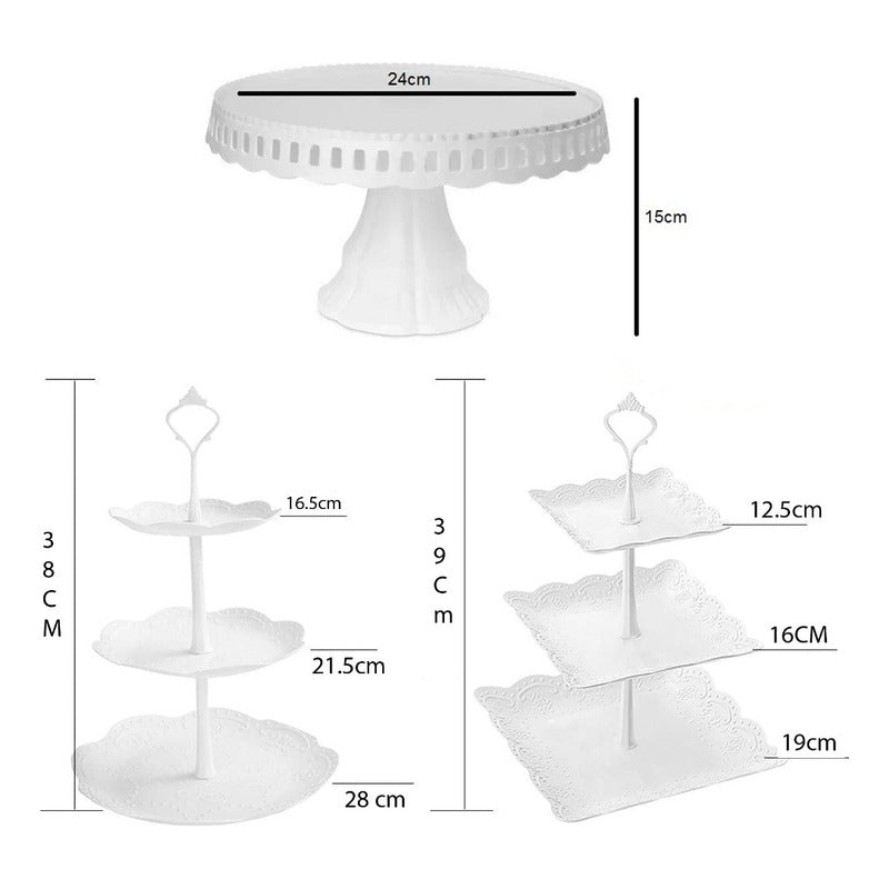 Pack X3 Porta Cupcakes Redondo Porta Cupcakes Base De Torta Blanco