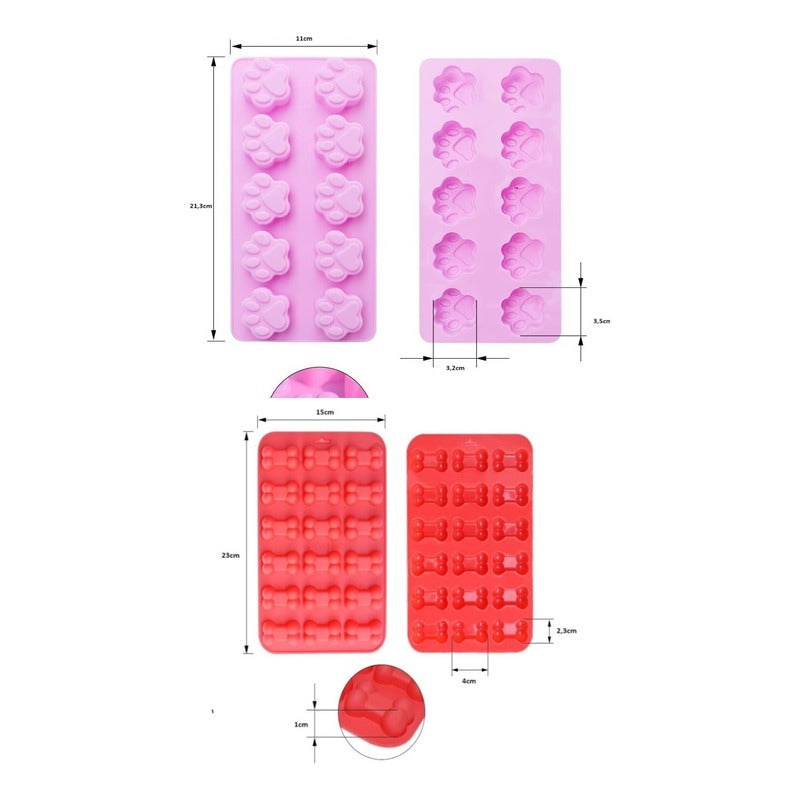 4 Molde Silicona Huesito Molde Patita Molde Pata Molde Hueso - Multicolor