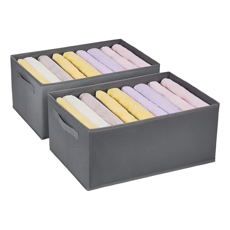 Set 2 Organizador De Closet Interior Separador Cajones 9cav Gris