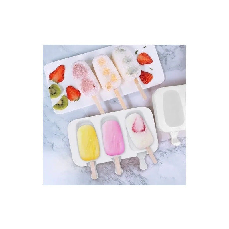 Moldes De Silicona Para Helados Molde Paletas Helado 3 Cavid Multicolor