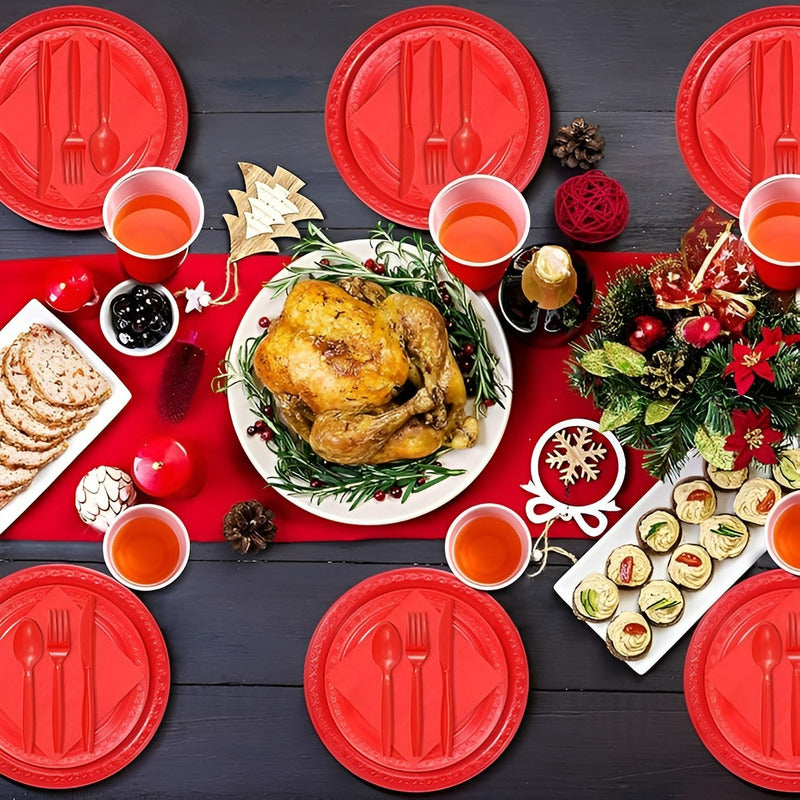 Set Cumpleaños Vasos Servilletas Platos Desechables 20 P/p Rojo