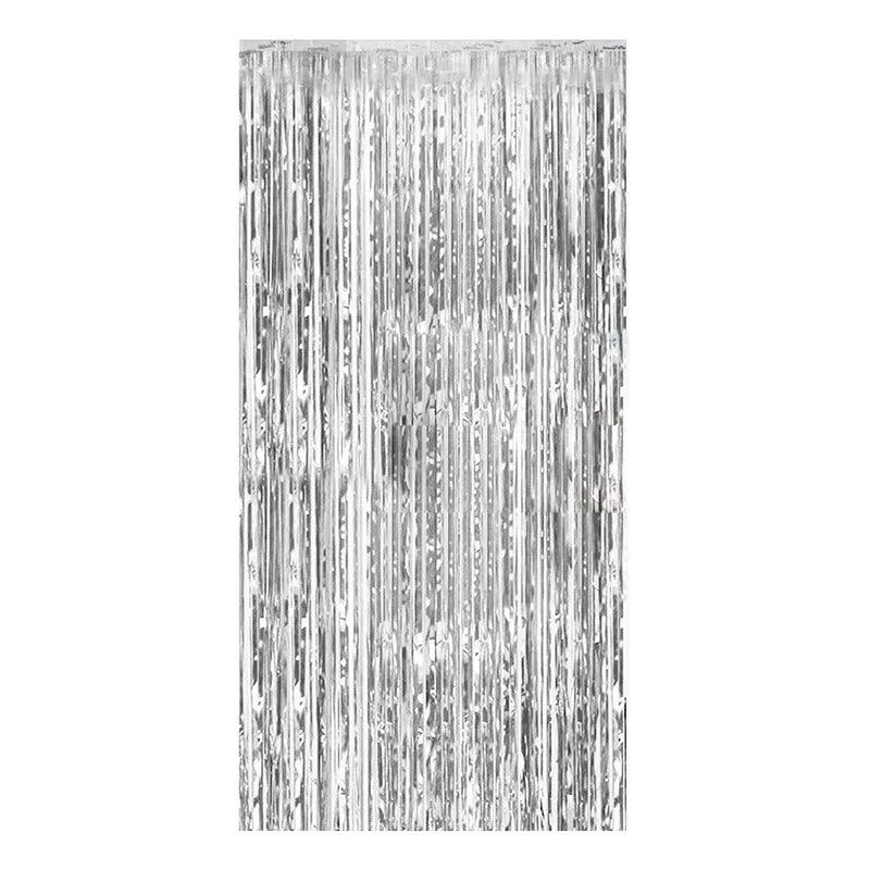 X2 Cortina Guirnalda Cumpleaños Guirnalda Cumpleaños Gris 2m Plateado Rectangular