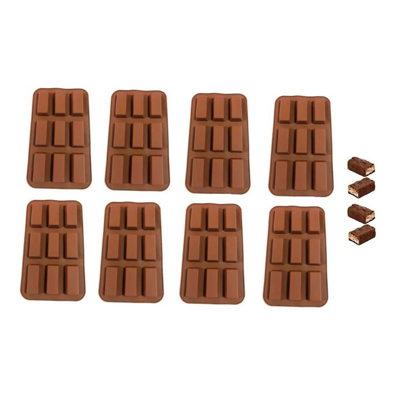 8 Moldes Silicona  Chocolate Molde De Silicona Barra Cereal Marrón 46356