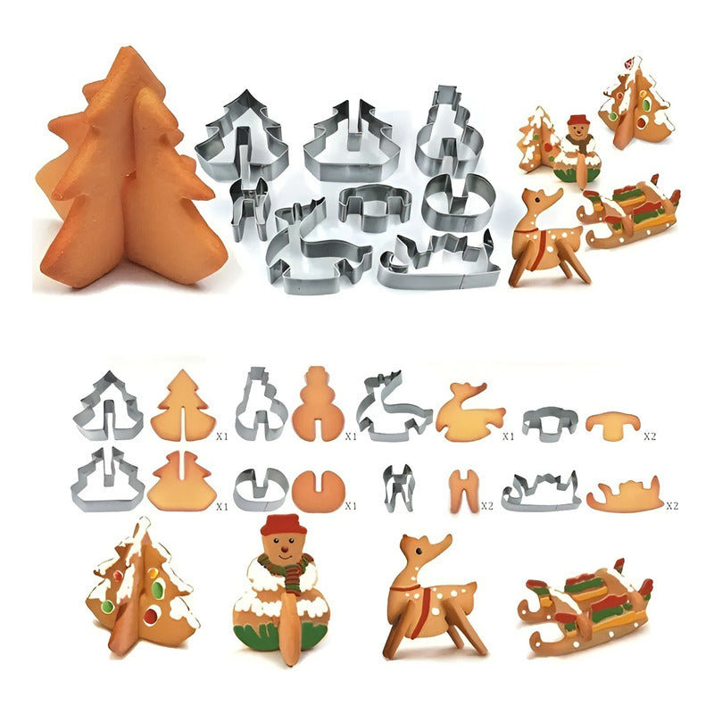 Molde Casa Galleta Navidad Cortadores De Galletas Navidad 3d Plateado