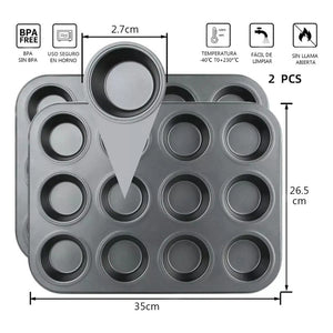 Molde 12cupcakes Molde Cupcake Molde Muffin Gris Reposteria Molde Para Tortas Molde Para Queque Insumos Reposteria Moldes Para Brownie Pasteleriacl 32089 Negro - 32089