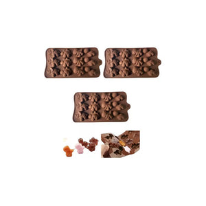 Pack X3 Moldes De Dinosaurios Para Chocolate Repostería Color Marrón Pastelería Cl