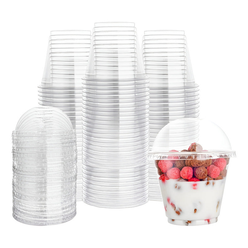 Pack X200 Vasos Plasticos Desechables Vaso Domo Sin Hoyo 9oz Transparente