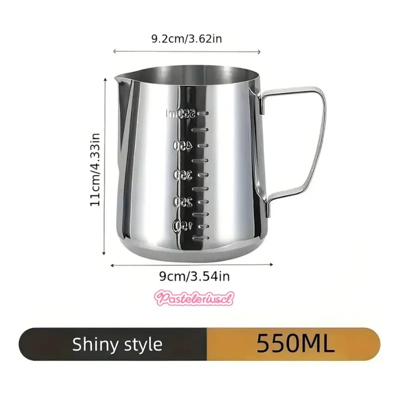 Jarra Leche Acero Lechero Barista Espumador De Leche 550ml Utensilio Barista Profesional Jarra Para Espumar Leche Jarra Para Cafetería Jarra Para Café Jarra Para Vaporizar Leche Pasteleriuscl