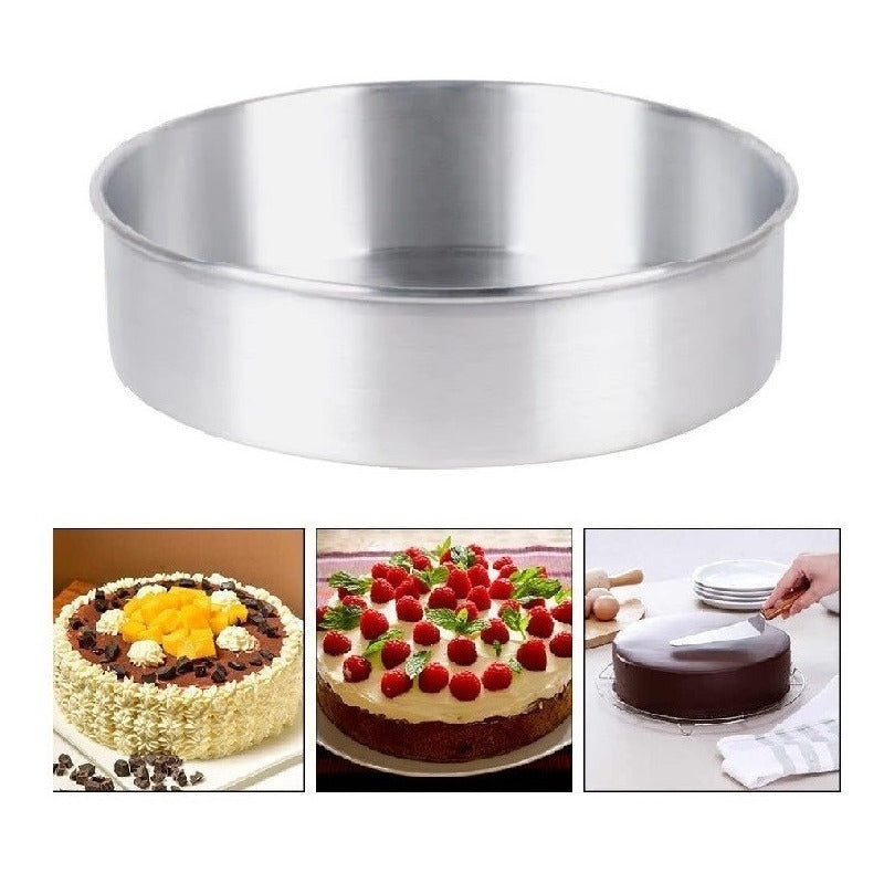 Moldes De Aluminio Para Tortas Molde Queque Molde Torta 28cm Plateado