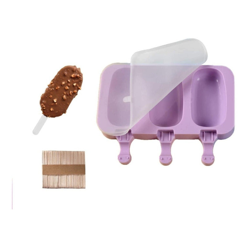 Moldes De Silicona Para Helados Molde Paletas Helado 3 Cavid Multicolor