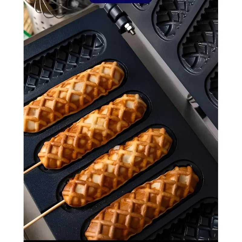 Maquina Para Waffles Hot Dog Maker Wafleras Con Formas 1550w Plateado