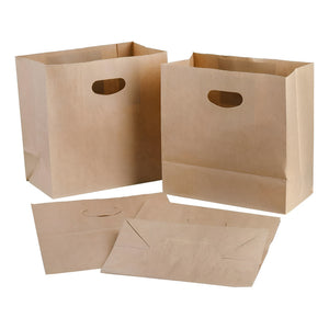 100 Bolsa Papel Bolsas Papel Kraft Bolsa Con Manilla 28x28cm