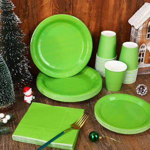 Set Cumpleaños Vaso Servilleta Plato Desechable 20 P/p Verde Verde