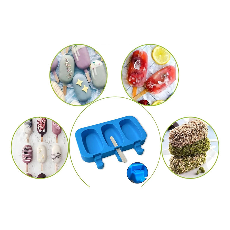Moldes De Silicona Para Helados Molde Paletas Helado 3 Cavid Multicolor