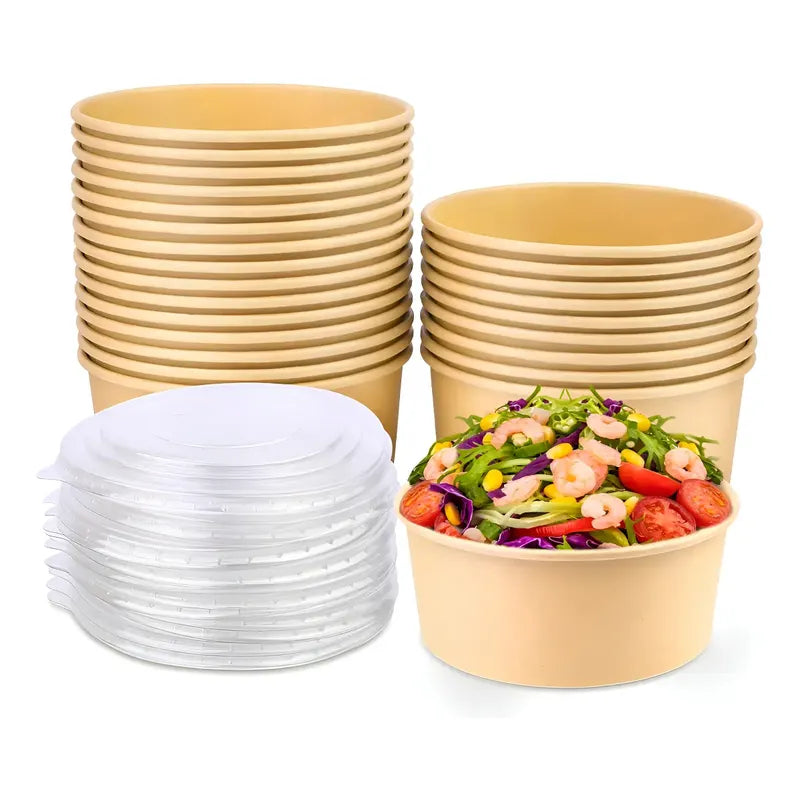 50 Bowl Con Tapa Bowls Plastico Bowl Kraft Envases 1000 Cc Bowl Sopa Bowls Plastico Bowl Kraft Bowl Ensalada Bowl... Beige