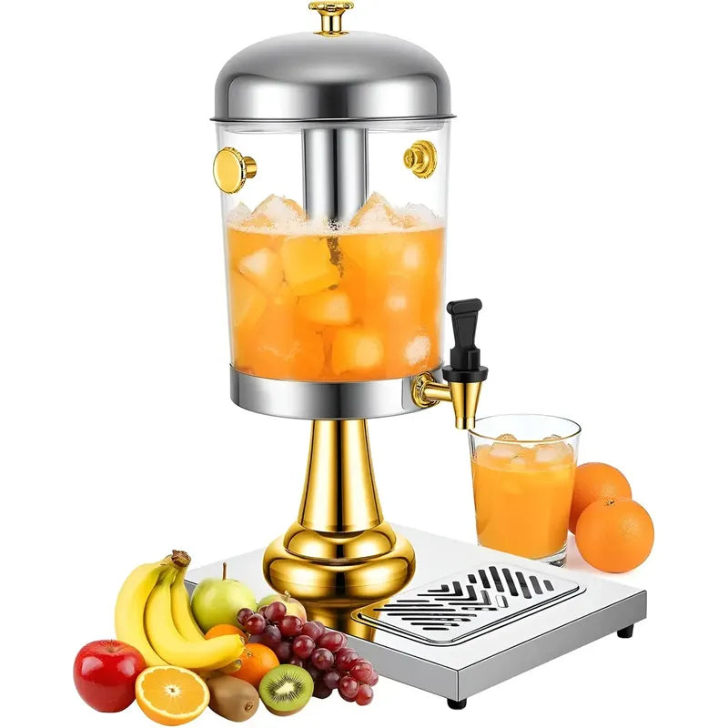 Dispensador De Bebidas Transparente Máquina Expendedora 8l Dispensadores Bandeja De Goteo Desmontable Para Fiestas Bodas... Plateado Con Dorado