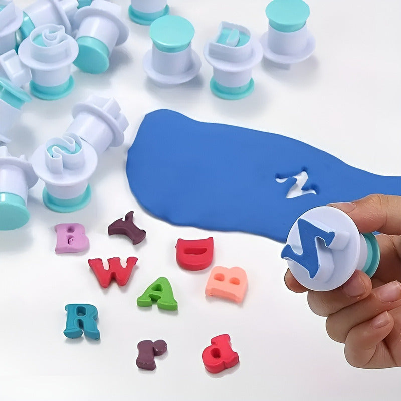 26 Cortador Fondant Letras Mayuscula Cortadores Con Expulsor