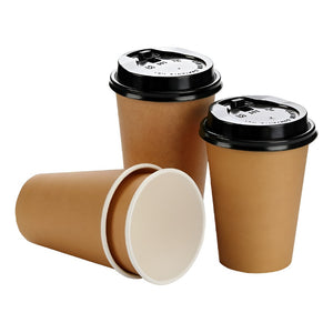 X150 Vasos Para Cafe Vaso Kraft Vaso Polipapel C/tapa 12oz
