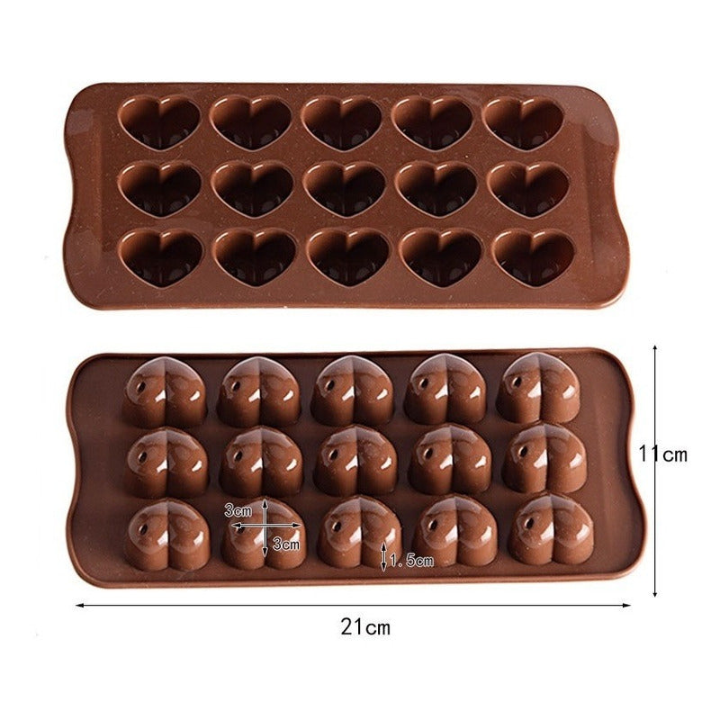 2 Moldes Para Chocolates Moldes Chocolates Corazon Silicona Marrón