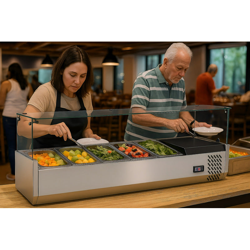 Bandeja Alimentos Para Restaurante Vitrinas Frias Sobremesa Plateado