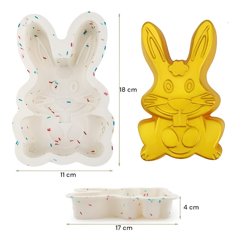 Set 2 Molde Conejo De Pascua Molde Silicona Molde Chocolate  Multicolor