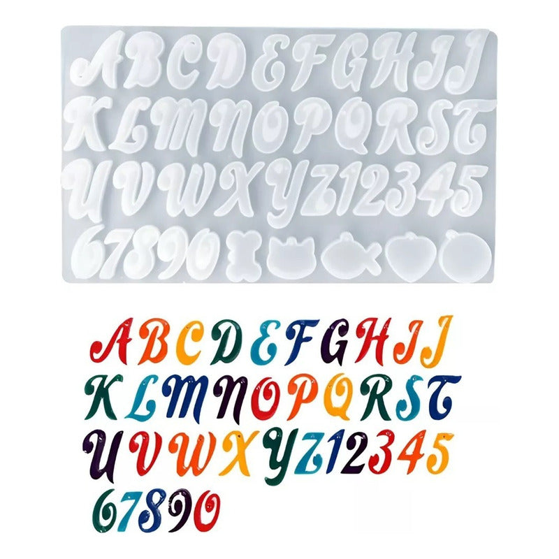 Molde De Silicona Letras Cursiva Molde Letras 41cav Cursiva - Gris