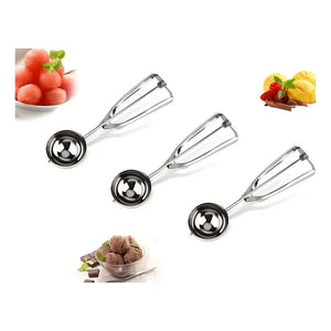 Pack X3 Cucharas Helado Cuchara Helado Cuchara De Helado 6cm Cuchara Profesional Para Helados Con Liberación De Gatillo... Plateado