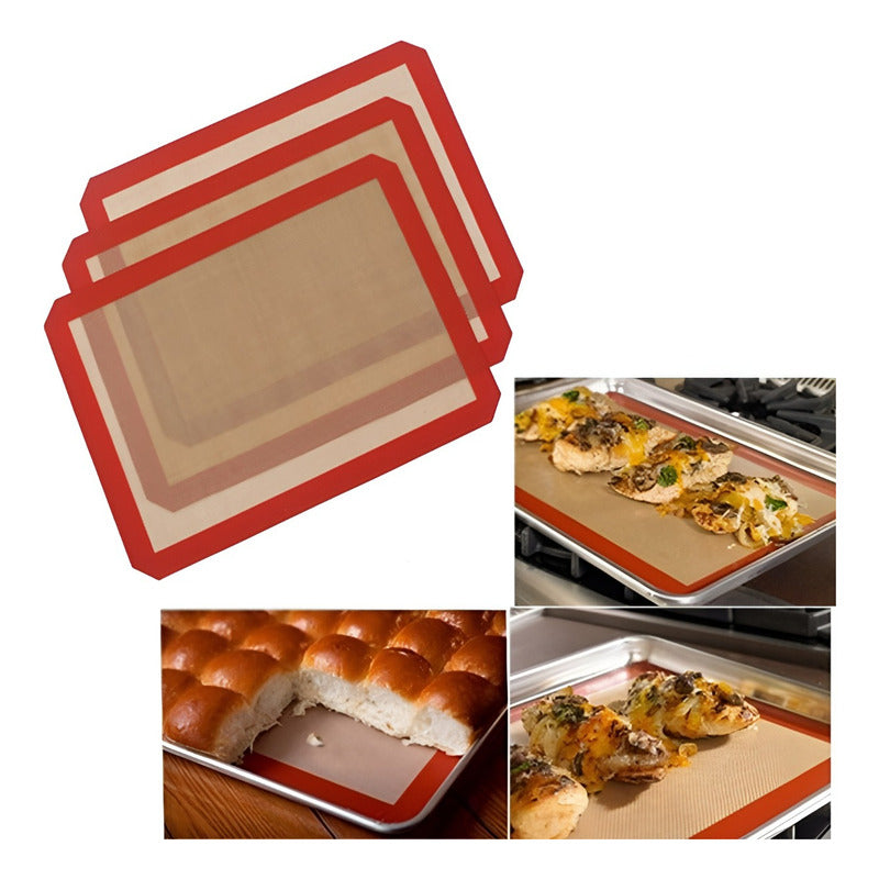 Pack X4 Tapete De Silicona Lamina De Silicona Horno 60x40cm Beige