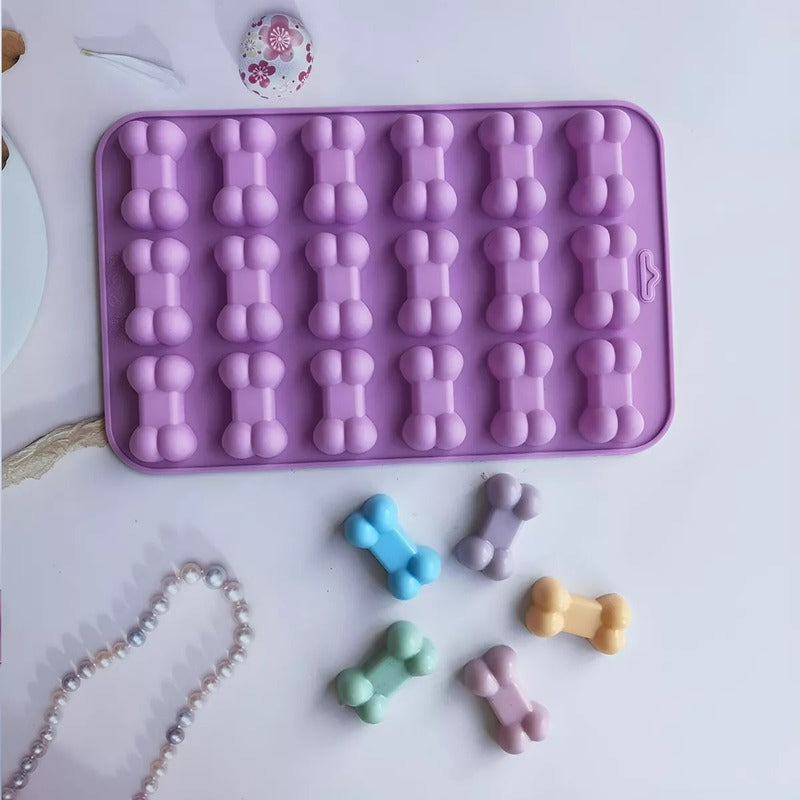 Pack X2 Molde De Silicona Moldes Silicona Moldes Huesito 18c Multicolor