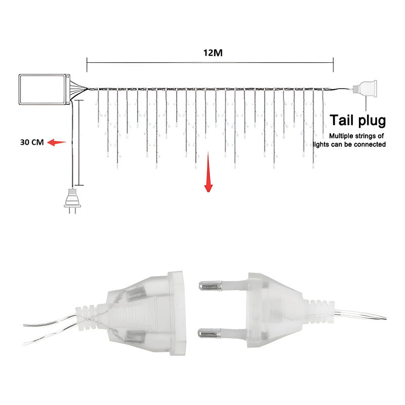 500 Luces Led Navidad Cortina De Luces Cascada Luces 12mts
