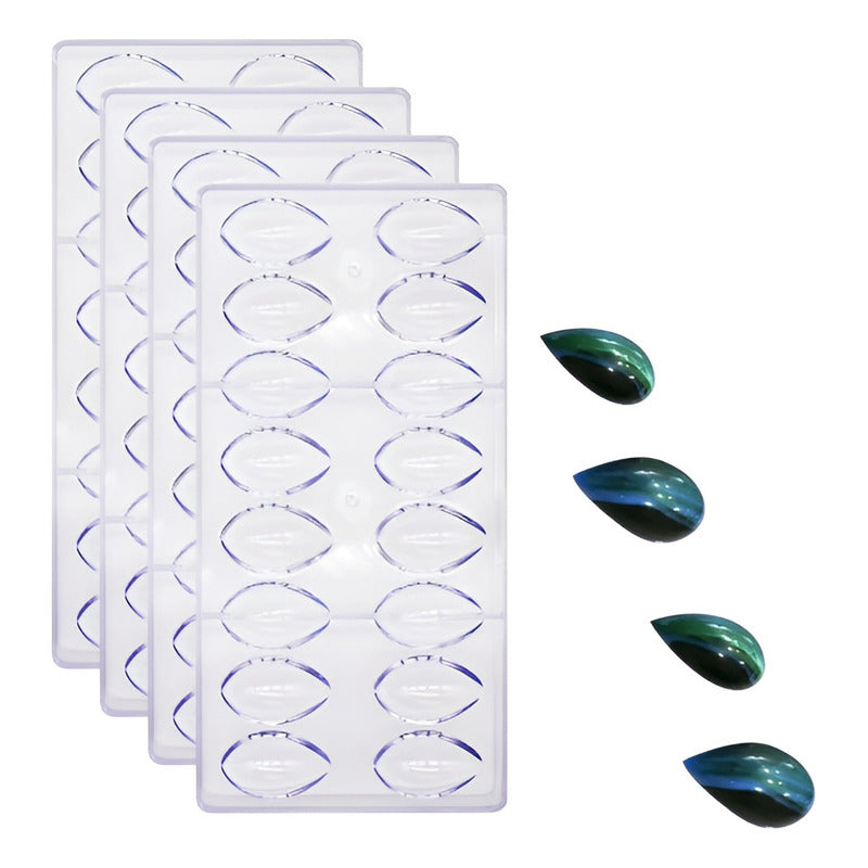 Pack X4 Moldes Para Bombones Molde Para Chocolate Ovalados Transparente / Molde Ovalado 16cavid
