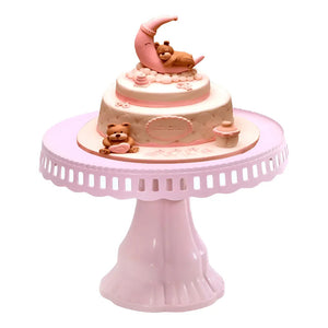 Soporte Para Tortas De Plástico Rosa Claro, Alzador Circular Con Pie Para Exhibir Postres
