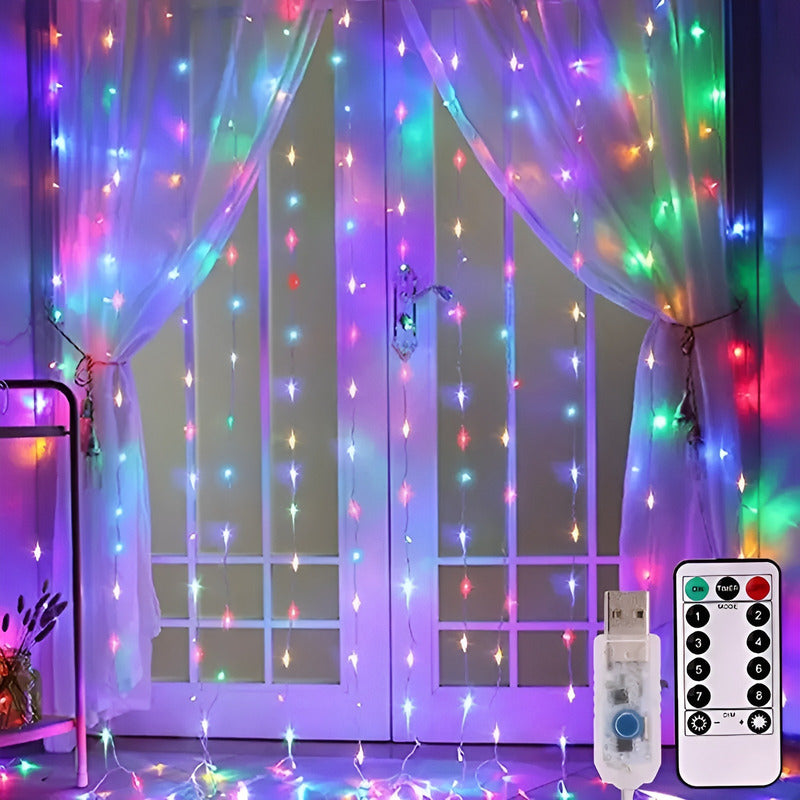 Luces Decorativas Cortina De Luces Guirnaldas Led Cortinaled Multicolor