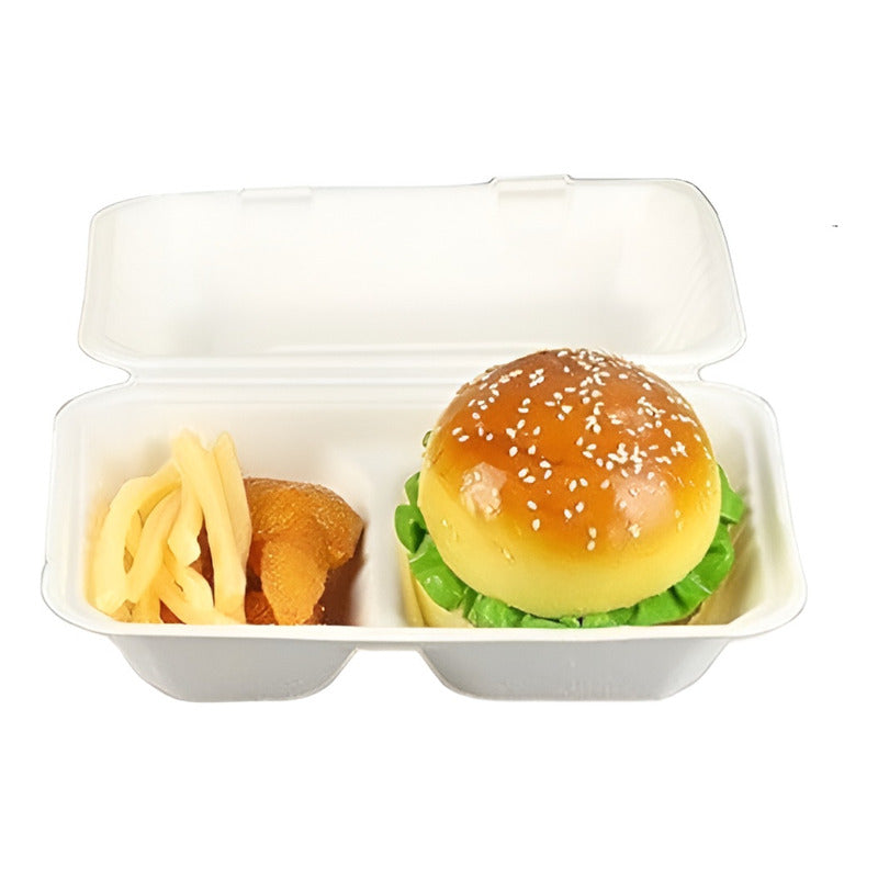 100 Bandeja Plumavit Bandejas Para Servir C/ Division 22cm - Blanco/ Envase Plumavit Con Division 296