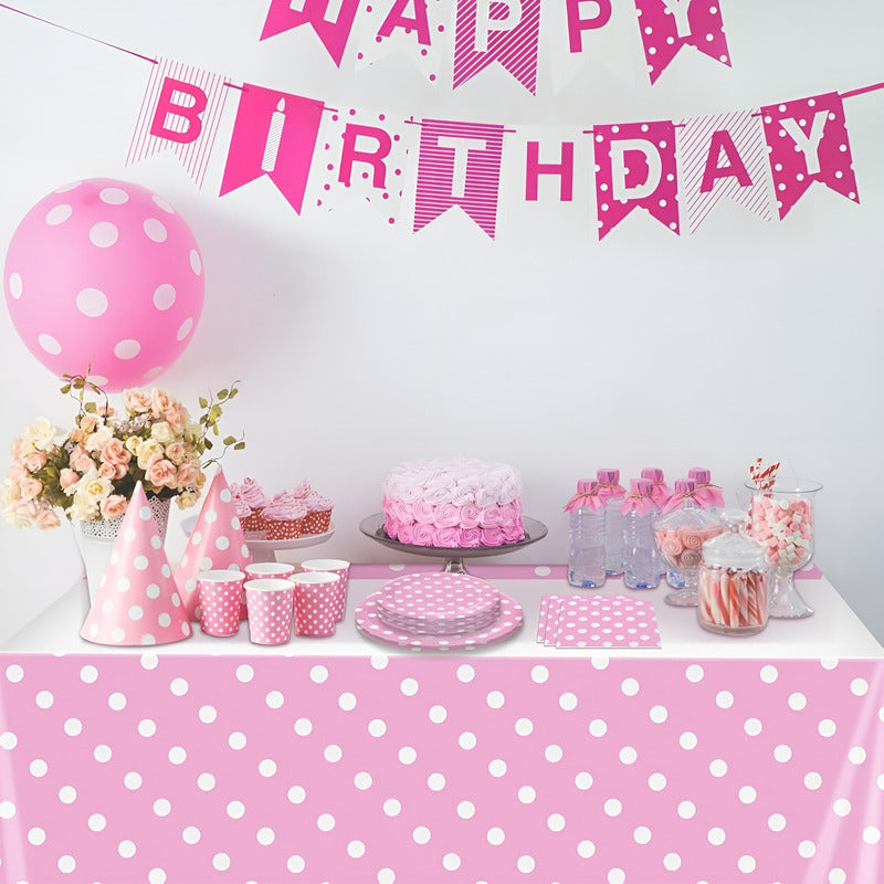 Vajilla De Cumpleaños Platos Vasos Desechables Rosa 20pcs Rosa Claro