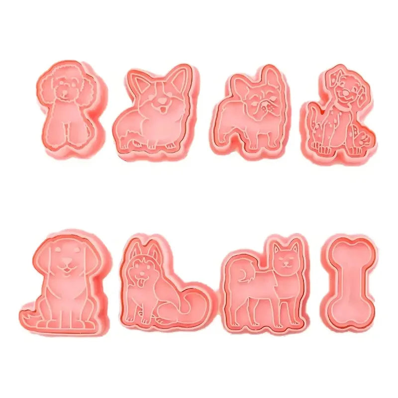 Molde Galletas Mascotas Moldes Para Galletas Perros Cortador Sellos En Relieve De Animales 3d Moldes De Galletas... Rosa Claro