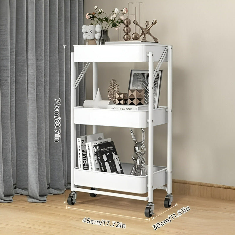 Carro De Almacenamiento Con Ruedas Carrito Multiusos 3niv Blanco