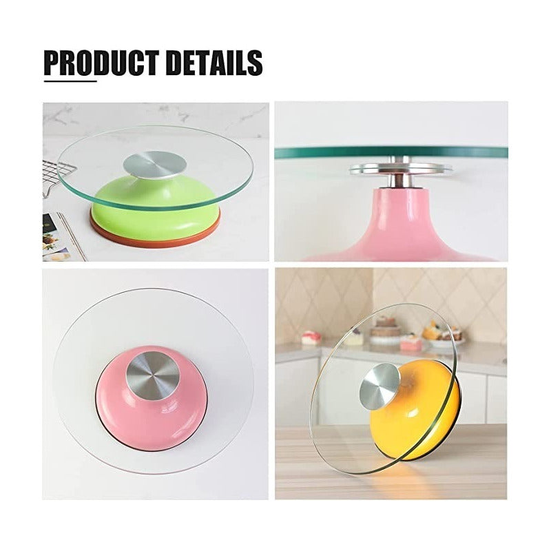 Base Giratoria Tortas Plato Giratorio Base Vidrio 30cm Azul