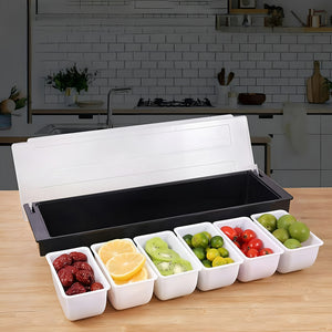 Bandeja Dispensador Alimentos Para Restaurante C/tapa 6cav Negro