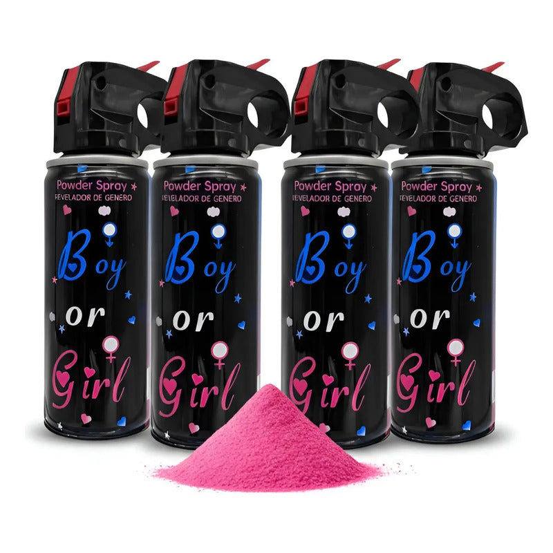 Pack 4 Extintor Humo Revelacion Spray Color Revelacion Genero Rosado