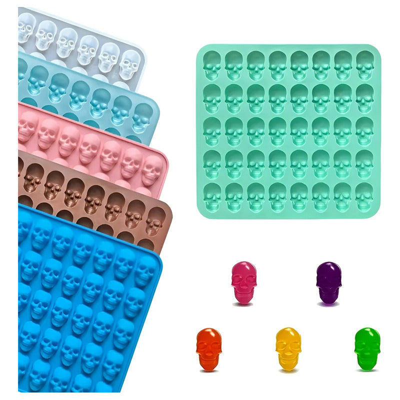 Moldes Silicona Halloween Moldes Reposteria Calavera 40cav Multicolor