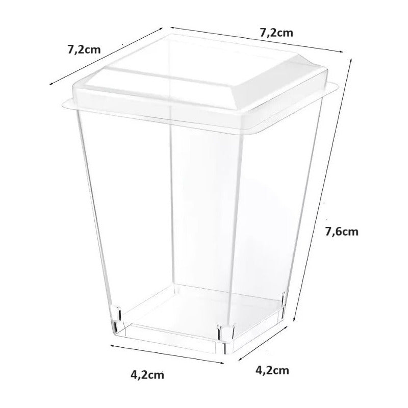 10 Vasos Para Postres Set De Vasos Shot Postres C/tapa 220ml Transparente