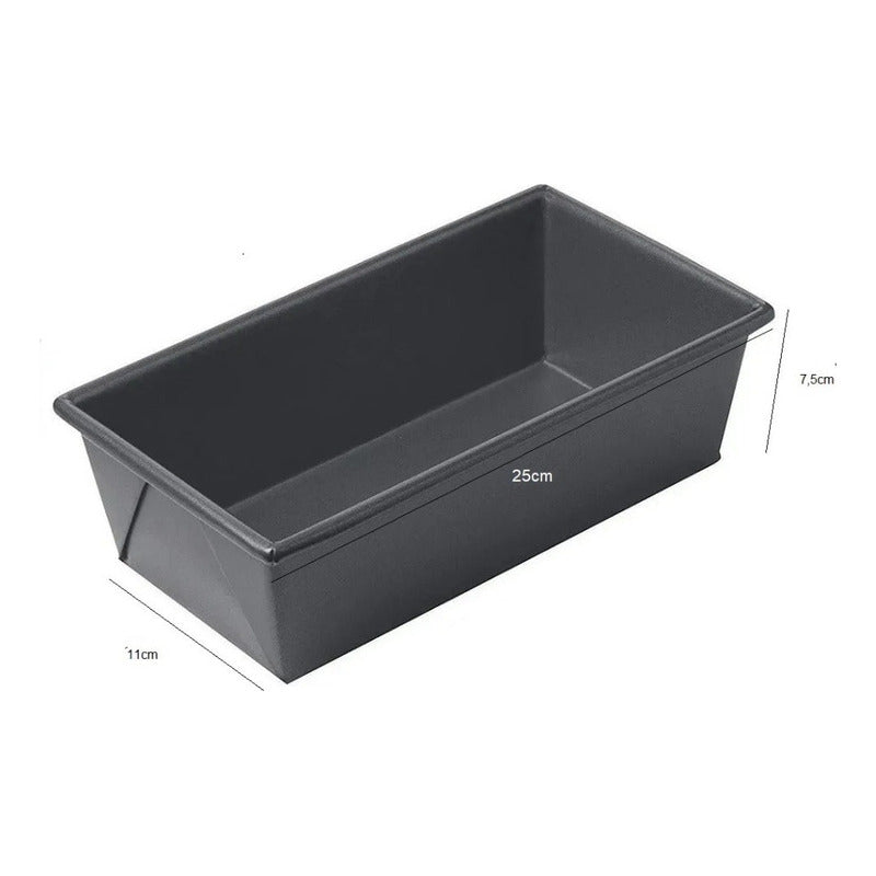 Pack X2 Molde Pan Molde Para Pan De Molde Rectangular 25cm Color Gris Oscuro