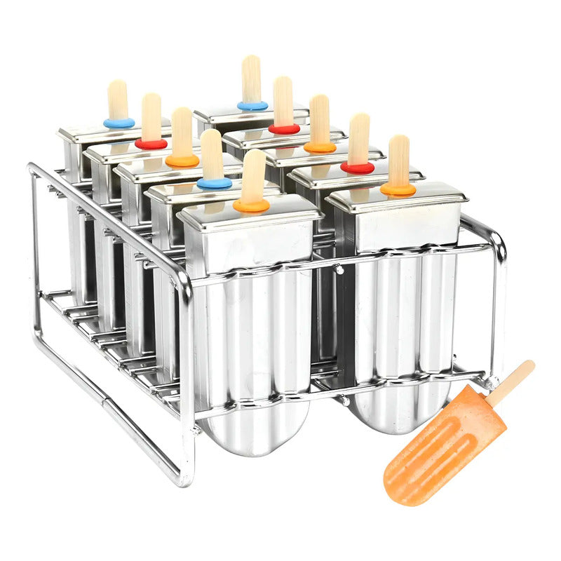Molde Helados Moldes Reposteria Molde Helado Paletas 10cav Moldes Helados Utensilios Reposteria Moldes De Acero... Plateado