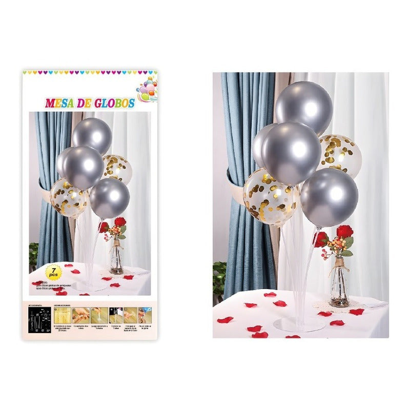 Pack 7 Globos Globos Cumpleaños Globos Redondo Globo 0066 Gris/transparente 0066