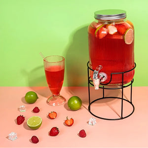 Jarros De Vidrio Dispensador De Bebidas Con Atril Jarro 3.8l Transparente / Dispensador 3.8l