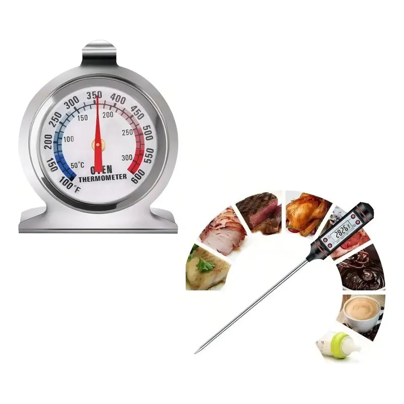 Pack X2 Termómetro De Horno 050 + Termometro Digital 014 Termómetro Electrónico Para Alimentos Multifuncional Para Temperaturas Temperatura De Horno Monitoreo De Parrilla Termómetro Pasteleriuscl